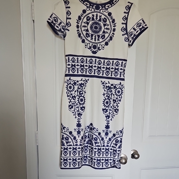 Source Unknown Navy and White Midi Dress - Picture 1 of 4